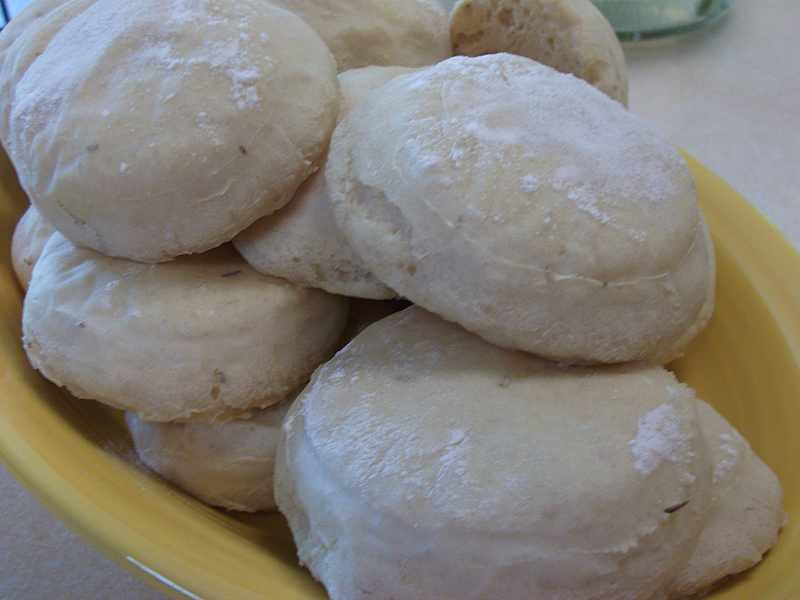 Sourdough biscuits were my third batch of sourdough starter. I added in some rosemary, rolled them out on a floured board and used a small glass to cut them into biscuits. We served them topped with chicken and gravy. Yum! BY RACHEL SWICK MAVITY